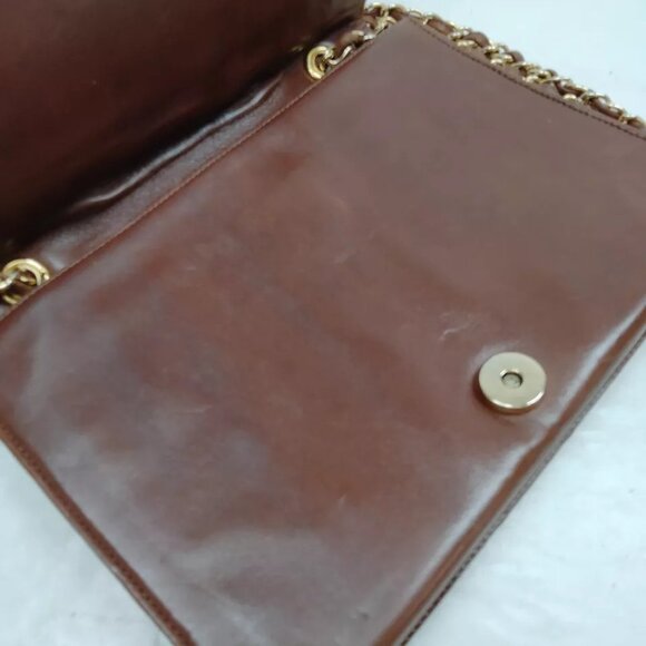 (R784) Chanel Shoulder Bag Chain Brown Lamb Skin - Picture 7 of 8
